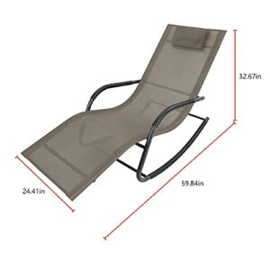 AGESISI Zero Gravity Rocking Chair - Patio Lounge Chair with Detachable Pillow Chaise Lounge Indoor Outdoor Rocking Recliner for Yard Pool Sunbathing Beach Lawn, Beige