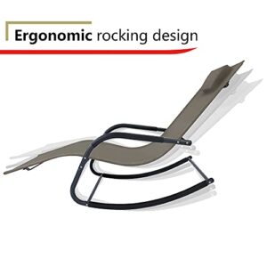 AGESISI Zero Gravity Rocking Chair - Patio Lounge Chair with Detachable Pillow Chaise Lounge Indoor Outdoor Rocking Recliner for Yard Pool Sunbathing Beach Lawn, Beige