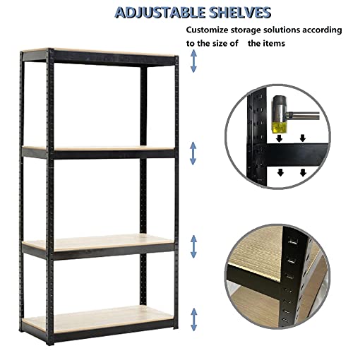 Storage Shelves - 4 Tier Adjustable Garage Storage Shelving, Heavy Duty Metal Storage Utility Rack Shelf Unit for Warehouse Pantry Closet Kitchen, 23.6" x 15.7" x 47.2", White