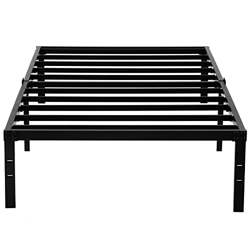 LIJQCI 14 Inch Heavy Duty Twin Bed Frame, Steel Slat Metal Platform Twin Bed with Storage Underneath/No Box Spring Needed/Noise Free/Non-Slip/Easy Assembly