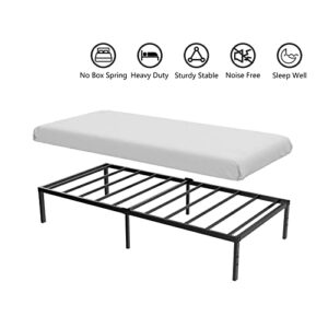 LIJQCI 14 Inch Heavy Duty Twin Bed Frame, Steel Slat Metal Platform Twin Bed with Storage Underneath/No Box Spring Needed/Noise Free/Non-Slip/Easy Assembly