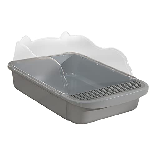 MagiDeal Open Cats Litter Box Deep Toilet Durable Pet Litter Tray for Single & Multi Cat Homes, 48x37x20cm Gray