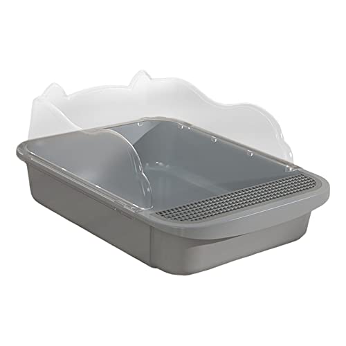 MagiDeal Open Cats Litter Box Deep Toilet Durable Pet Litter Tray for Single & Multi Cat Homes, 48x37x20cm Gray