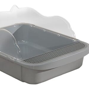 MagiDeal Open Cats Litter Box Deep Toilet Durable Pet Litter Tray for Single & Multi Cat Homes, 48x37x20cm Gray