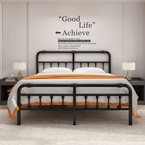 hearicx queen bed frame with headboard & footboard - easy assembly heavy duty metal platform with premium steel slat support，no box spring needed，noise-free，12-inch under bed storage