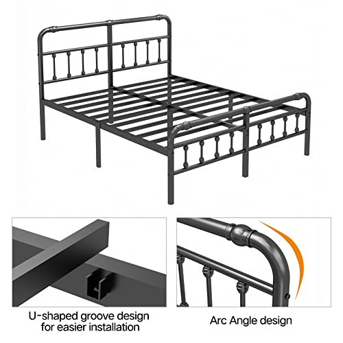 Hearicx Queen Bed Frame with Headboard & Footboard - Easy Assembly Heavy Duty Metal Platform with Premium Steel Slat Support，No Box Spring Needed，Noise-Free，12-Inch Under Bed Storage