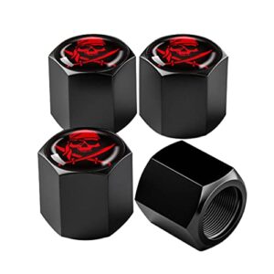 ajxn 4 pack skull car wheel tire valve stem caps airtight dust proof covers universal tire air valve caps for cars, trucks, bicycles, car accessories for men and women (red scarf skull #29)