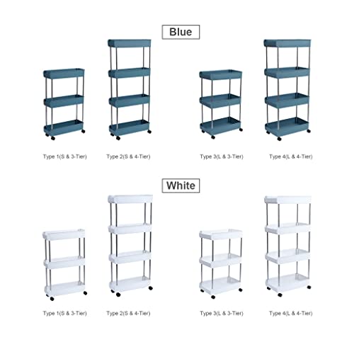 LIRUXUN Kitchen Trolley 3/4 Tier Bedroom Snacks Cart Bathroom Storage Rack with Wheels Househlod Standing Shelf ( Color : Black , Size : 1pcs )