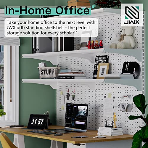 JWX Standing Shelf Unit, White Home Office Garage cabinets with Metal Pegboard and 15 Pieces Organizer Tool Holders