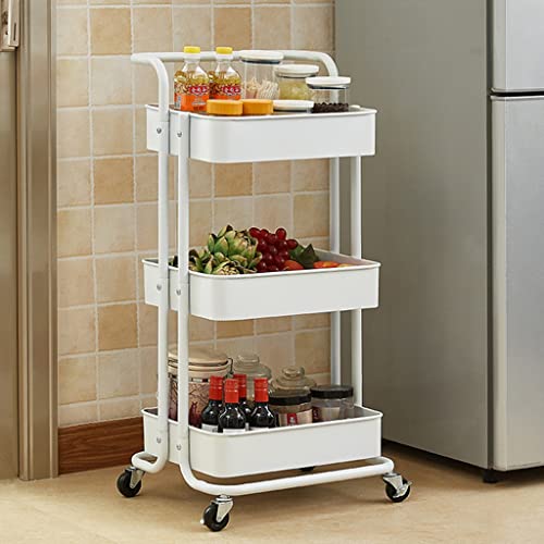 DLOETT Kitchen Storage Rack Living Room Bathroom Office Rack Trolley Food Clothes Storage Box 3 Tiers (Color : E, Size : 86cm*42cm)