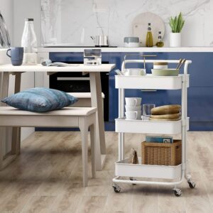 DLOETT Kitchen Storage Rack Living Room Bathroom Office Rack Trolley Food Clothes Storage Box 3 Tiers (Color : E, Size : 86cm*42cm)