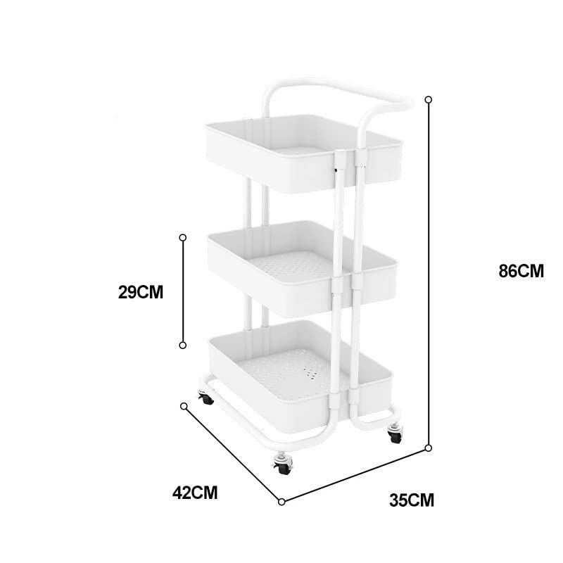 DLOETT Kitchen Storage Rack Living Room Bathroom Office Rack Trolley Food Clothes Storage Box 3 Tiers (Color : E, Size : 86cm*42cm)