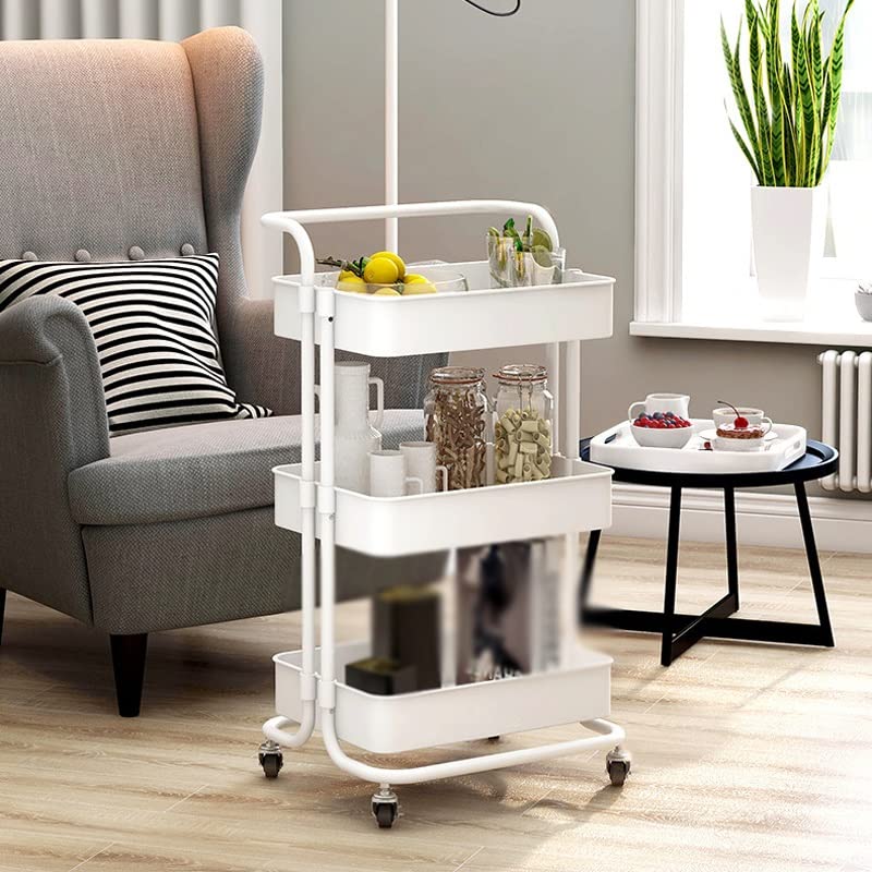 DLOETT Kitchen Storage Rack Living Room Bathroom Office Rack Trolley Food Clothes Storage Box 3 Tiers (Color : E, Size : 86cm*42cm)