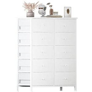 kai-road tall white dresser for bedroom with 10 drawer dressers & chests of drawers fabric dresser storage tower for closet kids and adult modern