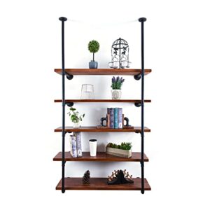 LINKPIPES Industrial Pipe Shelving, Shelf Brackets DIY Open Book Shelf for Office Room Kitchen Wall Shelves(2Pcs 5Tier,71.84" Tall,11" deep,Hardware Only)