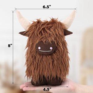 Upltowtme Brown Highland Cow Gnome Scottish Tomte Decor Farmhouse Nordic Dwarf Home Decoration Calf Gnome Herd Collection Travel Birthday Gift for Her Set of 1