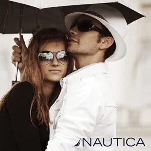 Nautica 3-Section Auto-Open Auto-Close Umbrella - Sturdy Rainy Day Protection with Ergonomic Rubber Coated Handle