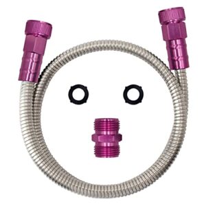 yanwoo 304 stainless steel 3 feet female to female garden hose with pink male to male connector for garden hose reel cart (3ft)