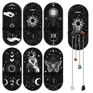 tatuo 6 pcs small crystal shelf black crystal display shelf moon phases crystal holder pendulum stand witch shelf boho essential oil shelf wall witch candle holder for home decor wizard witch stuff