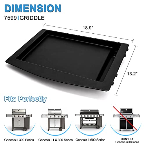 Adviace 7599 Griddle for Weber Genesis II 300, Genesis II 600 Series, Weber Genesis II E-310, II S-310, II E-335, II S-335, II SE-335, II E-315, II E-610, 66095 Cast Iron Griddle Replacement Parts.