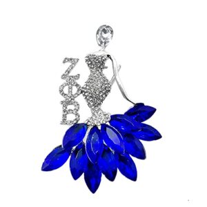 shiny bling rhinestone inlaid greek letter zeta zpb sorority society girl metal brooch