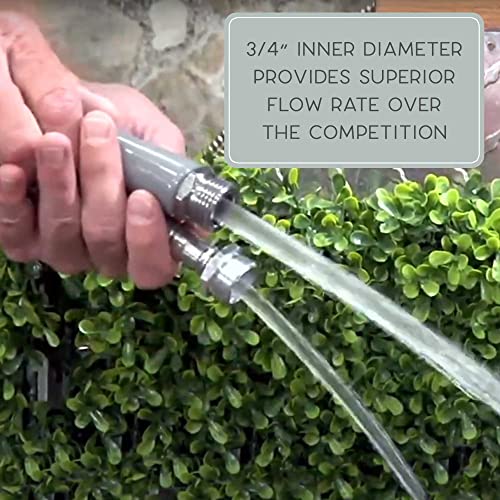 Bernini XL Metal Garden Hose 50 Ft 3/4" Super Flexible High Flow Garden Hose, No Kink Puncture Resistant 304 Stainless Steel Hose With Adjustable Fireman Spray Nozzle & Patented Power Couplers