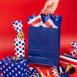 MAYPLUSS Independence Day Wrapping Tissue Paper - 100 Sheets - Red/Blue/White Design - 13.7 inch X 19.7 inch Per Sheet