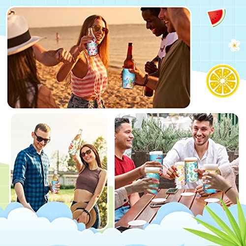 16 Pcs Beer Can Coolers Sleeves summer Pattern Beer Can Coolies Soft Insulated Bulk Thermocoolers Koolies in Bulk for Soda Cover Coolers Collapsible for Favors Parties Events Beer Water Bottles