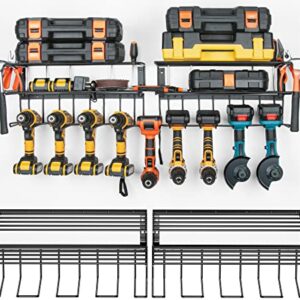 2 Pack Power Tool Organizer Wall Mount,Heavy Duty Metal Drill Holer with Screwdriver Holder,Tool Organizers and Garage Storage Rack for Garage Organization,Tool Shelf Holder for Lifetime Use