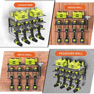 2 Pack Power Tool Organizer Wall Mount,Heavy Duty Metal Drill Holer with Screwdriver Holder,Tool Organizers and Garage Storage Rack for Garage Organization,Tool Shelf Holder for Lifetime Use