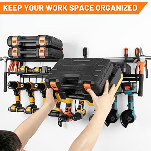 2 Pack Power Tool Organizer Wall Mount,Heavy Duty Metal Drill Holer with Screwdriver Holder,Tool Organizers and Garage Storage Rack for Garage Organization,Tool Shelf Holder for Lifetime Use