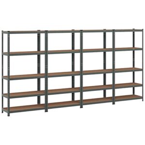 ergomaster 5 tiers steel shelves 72 inches height for storage heavy duty garage organization utility shelf rack for books, kitchenware, tools bolt-free assembly (set of 4,grey)