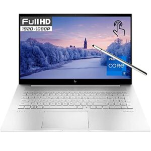 hp 2023 newest envy 17.3" fhd touchscreen display laptop, intel core i7-1255u, backlit keyboard, finger reader, w/stylus pen -32gb ddr4 ram, 1024gb pcie ssd, windows 11 home - silver
