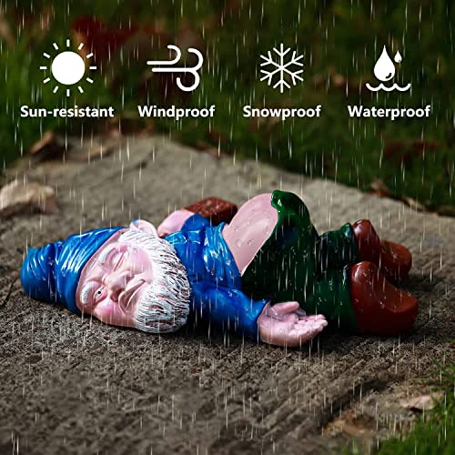 LINHUAAOO Naughty Garden Gnomes Statues - 9.5 Inch Large Funny Gnome Garden Outdoor Decor, Gnomes Resin Sculptures for Yard Patio Home Lawn Outside Decorations Ornament Housewarming Gifts, Blue