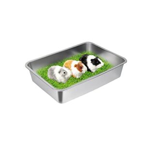 lihong stainless steel cat litter box,large metal litter box for small large cats kitty rabbits,no smell,non stick,easy to clean(15.7" l x 11.8" w x 4" h,s)