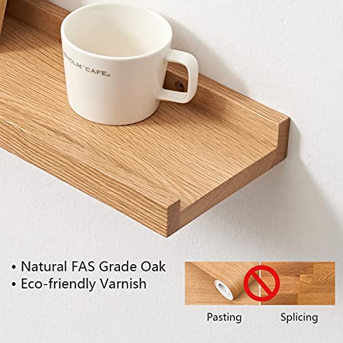 TRWISWDC Floating Shelf for Wall Natural Oak Wood Wall Shelves 24 inches, Display Picture Ledge Shelf for Bedroom Living Room Bathroom Office Kitchen Wall Storage Shelves