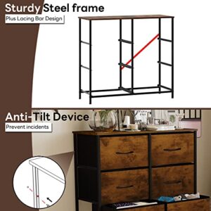 Maxtown Dresser for Bedroom 6 Drawers, Storage Drawer Units for Bedroom,Living Room, Hallway, Nursery, Tall Dresser Storage Tower with Sturdy Steel Frame, Wooden Top and Easy-Pull Fabric Bins Brown