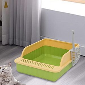 MagiDeal Pet Litter Tray Potty Toilet High Sided Cat Litter Box for Small and Medium Cats, Green Yellow