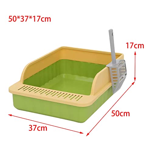 MagiDeal Pet Litter Tray Potty Toilet High Sided Cat Litter Box for Small and Medium Cats, Green Yellow