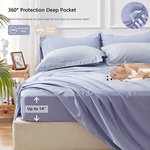 UNILIBRA Bed in a Bag Twin 5 Pieces - Blue Twin Comforter Set Soft for All Seasons - Cationic Dyeing Bedding Comforter Sets with Comforter, Flat Sheet, Fitted Sheet, Pillowcases & Shams