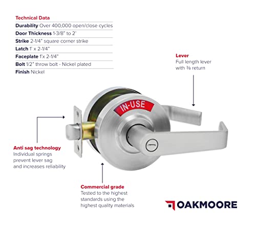 Commercial Grade Bathroom Door Lock with Occupancy Indicator - See Occupied Vacancy or Engaged Status On Public Restroom Toilet - with Deadbolt Locks