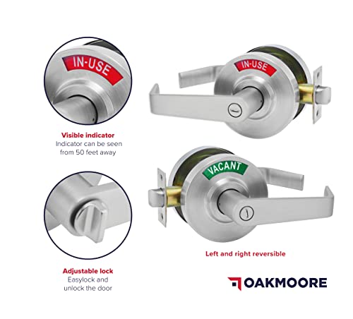 Commercial Grade Bathroom Door Lock with Occupancy Indicator - See Occupied Vacancy or Engaged Status On Public Restroom Toilet - with Deadbolt Locks