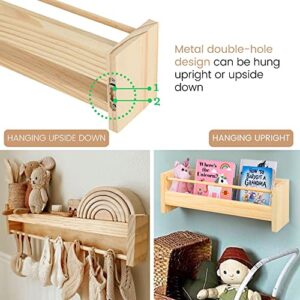 COMAX Small Book Shelf Organizer for Kids, Floating Bookshelf for Toddler Baby Room Bedroom, Set of 3 Wall Bookshelf Nursery Book Shelves Holder, Hanging Book Shelf for Wall Mounted Decor, Wood