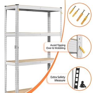 Topeakmart 2 PCS 5-Tier Utility Shelves, Metal Storage Shelves Garage Shelving Unit Adjustable Garage Storage Shelves Storage Racks Heavy Duty Shed Shelving- Silver, 35.5 x 12 x 71 Inch