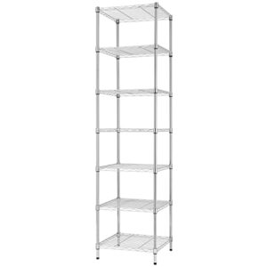 finnhomy heavy duty 7 tier wire shelving, 18x18x72 inches 7 shelves storage rack with thicken steel tube, pantry shelves for storage, adjustable metal shelving unit, nsf certified, chrome