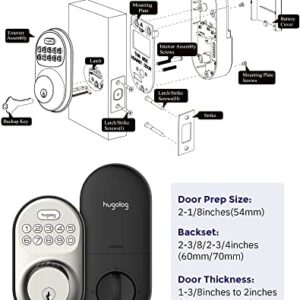 Hugolog Keyless Entry Door Lock with Keypad,Deadbolt Lock Electronic, Motorized Auto-Locking Easy Easy Installation High Security Material for Metal Home & Office