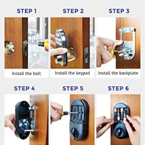 Hugolog Keyless Entry Door Lock with Keypad,Deadbolt Lock Electronic, Motorized Auto-Locking Easy Easy Installation High Security Material for Metal Home & Office