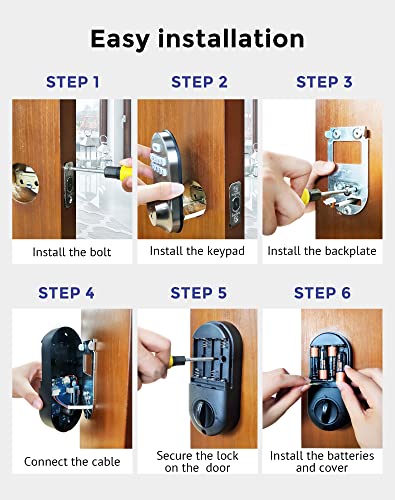 Hugolog Keyless Entry Door Lock with Keypad,Deadbolt Lock Electronic, Motorized Auto-Locking Easy Easy Installation High Security Material for Metal Home & Office