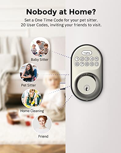 Hugolog Keyless Entry Door Lock with Keypad,Deadbolt Lock Electronic, Motorized Auto-Locking Easy Easy Installation High Security Material for Metal Home & Office