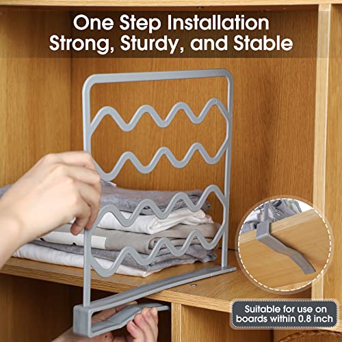 Tatuo Closet Shelf Dividers Closet Shelf Organizer Shelf Separators Multifunctional Closet Shelving Pieces Cabinet Storage Organization for Wardrobe Bedroom Kitchen Bathroom (Light Grey, 24 Pcs)